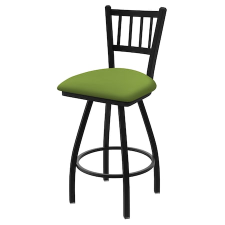 Holland Bar Stool Co 36" Swivel Bar Stool, Black Wrinkle, Canter Kiwi Green Seat 81036BW009